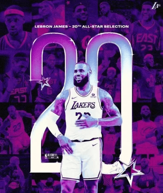 James valittiin All-Star-kilpailuun 20. kerran urallaan, mikä teki NBA-ennätyksen